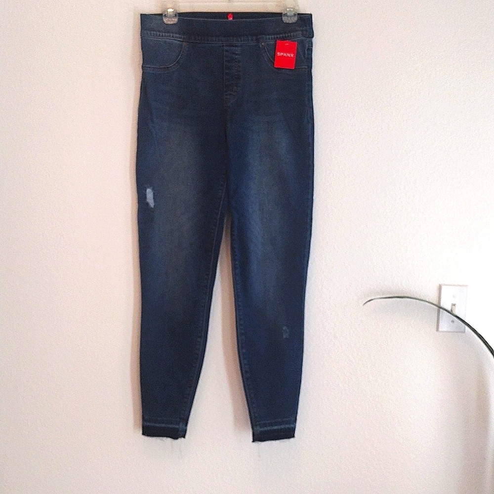 Spanx Distressed Skinny Ankle Jeans L